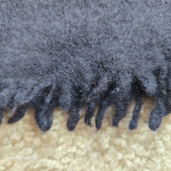 Cashmere {{THICK}} Felted Scarf Black - Picture 6 of 16